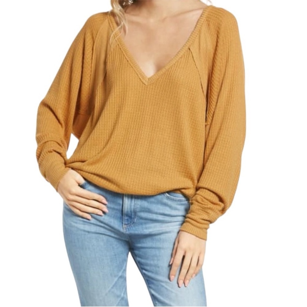 Free People Mustard Long Sleeve Top